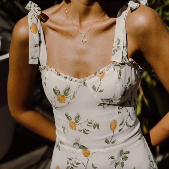 NWOT Reformation Christine dress- Citron - Picture 4 of 8